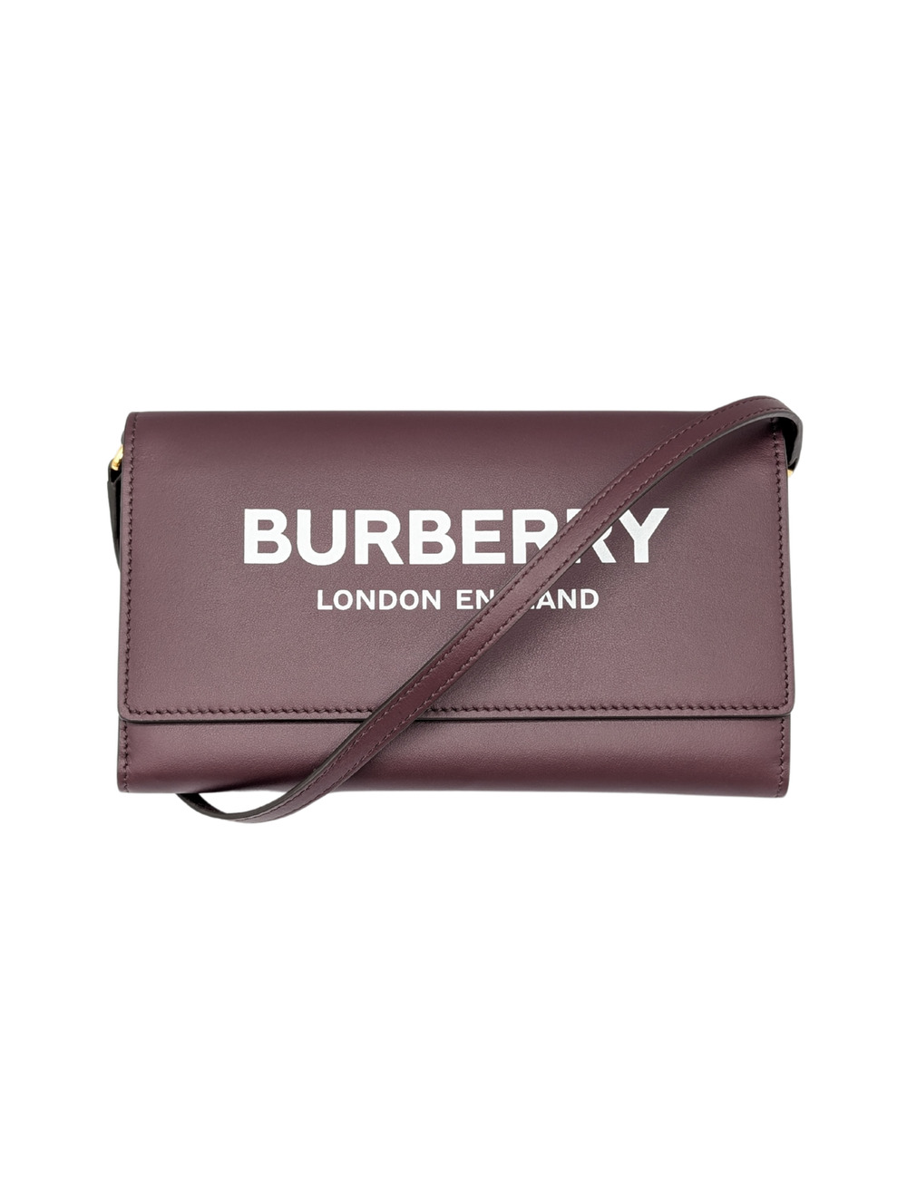 NEW Burberry Hazelmere Plum Wallet WOC Strap Crossbody Bag